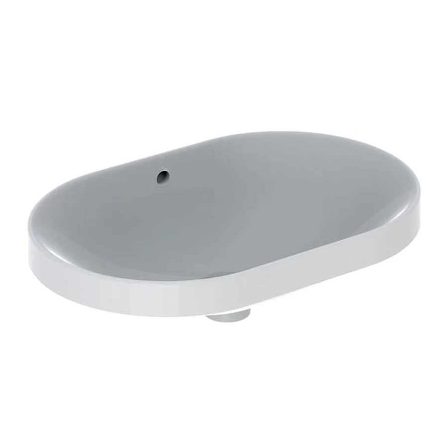 Раковина встраиваемая в столешницу Geberit VariForm эллиптической формы без отверстия под смеситель с отверстием перелив 500.728.01.2 60х40 см