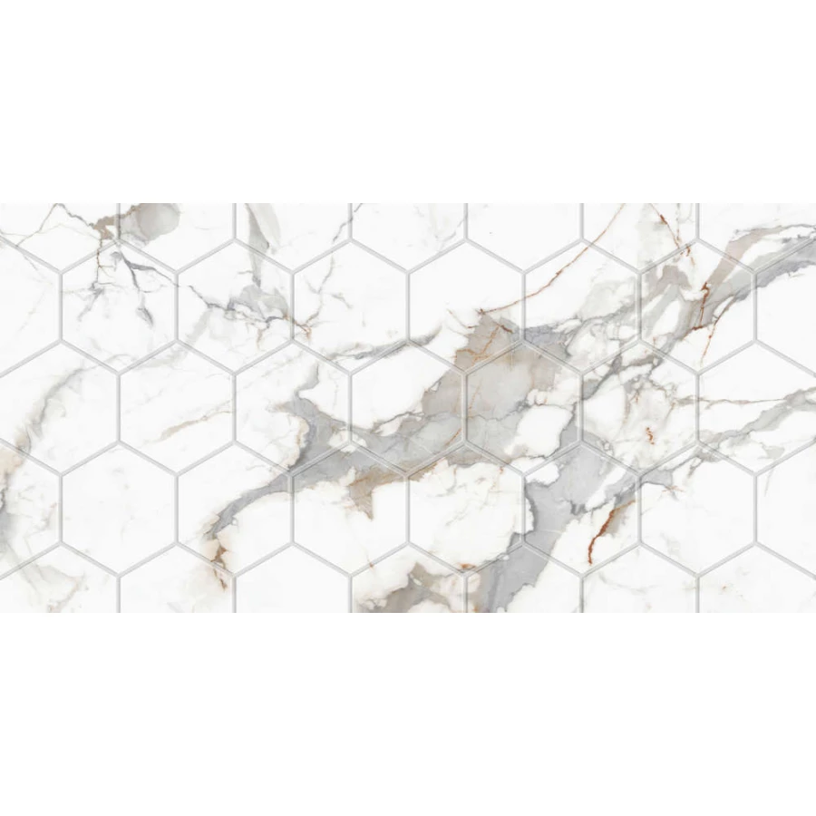Плитка настенная Eurotile Ceramica Sandra White Mat Hex матовая белая 60х30 см