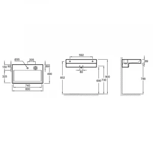 Раковина-столешница Jacob Delafon Terrace с подсветкой EXD9112-00 80x49 см