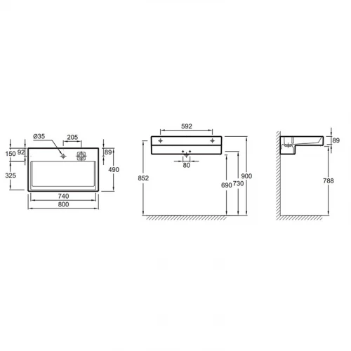 Раковина-столешница Jacob Delafon Terrace с подсветкой EXD9112-00 80x49 см