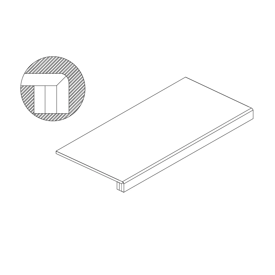 Ступень ТехноАрт керамогранит клеенная завальцовка 1/4 круга РСПОЛ многоцветная 100х30 см