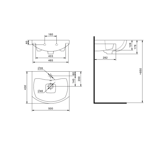 Раковина накладная Santek Балтика 1.WH50.1.701 55х43 см