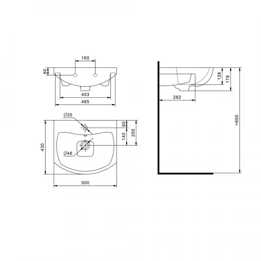 Раковина накладная Santek Балтика 1.WH50.1.701 55х43 см