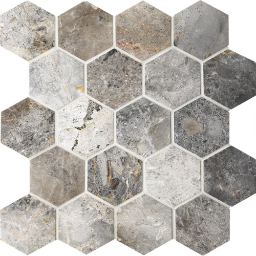 Мозаика Starmosaic Hexagon VLgP нат. мрамор серый 30,5х30,5 см