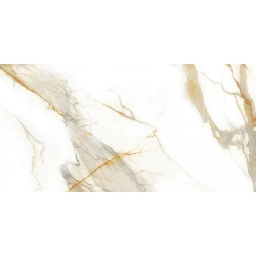 Керамогранит ALMA Ceramica Calacatta Oro лаппатированный белый 7,5 мм GFA114CLR04L 114х57 см