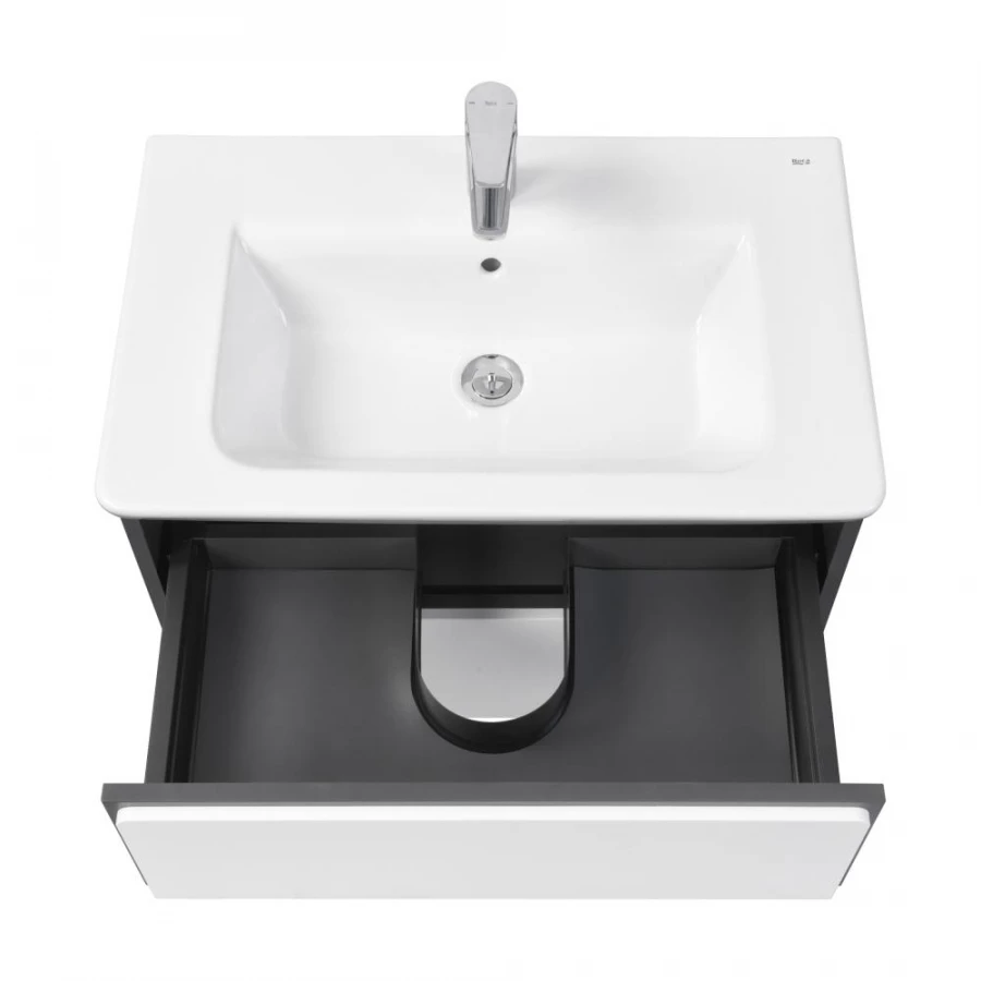 Тумба под раковину Roca Ronda 70 система push-to-open, белый глянец/антрацит ZRU9302964