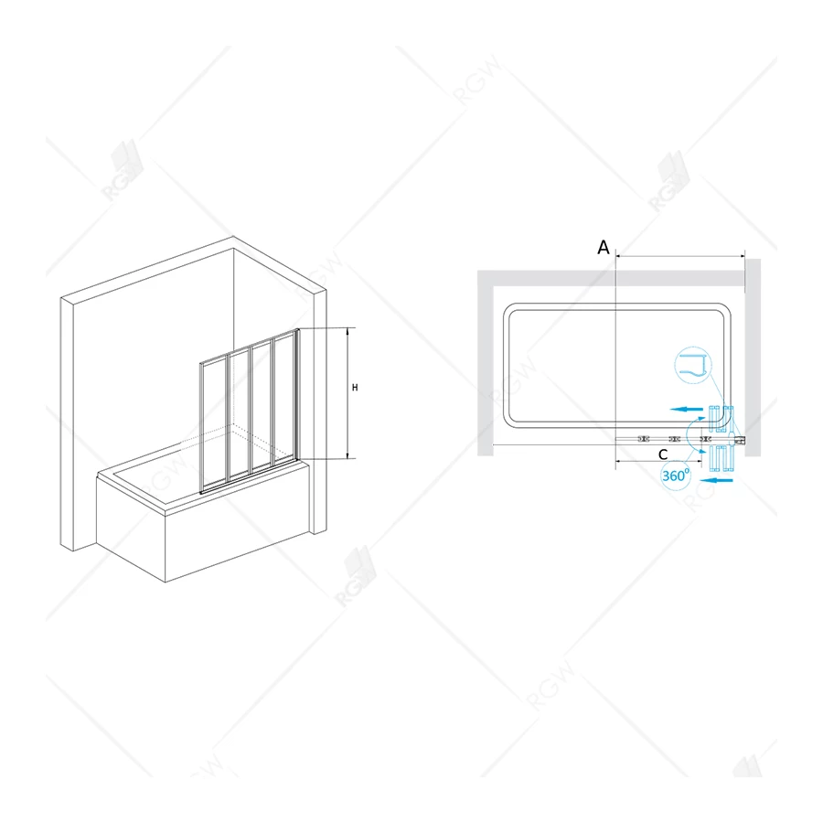 Шторка на ванну RGW SC-23B 03112310-14 1000 прозрачное