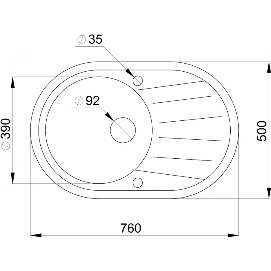 Кухонная мойка Granula Standart 7601 белый 76х50 см