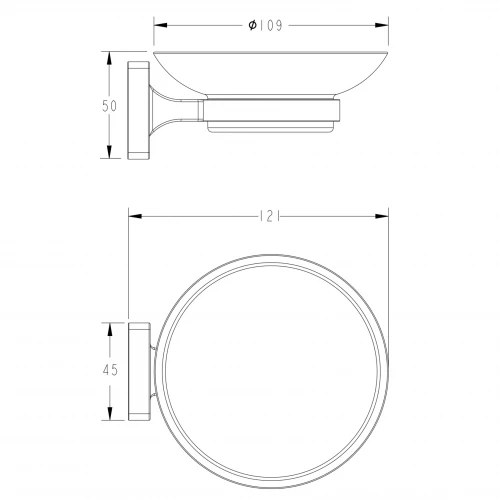 Мыльница Fashun со стеклянным матовым блюдцем чёрный A2602-7