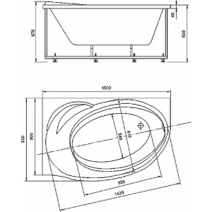 Акриловая ванна Aquatek Бетта левая без гидромассажа с фронтальным экраном BET150-0000067 150х95 см