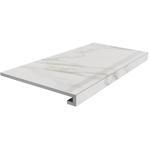 Ступень клееная из керамогранита Kerama Marazzi Монте Тиберио полуглянцевая светло-серая SG850192R/GCF 80х33 см