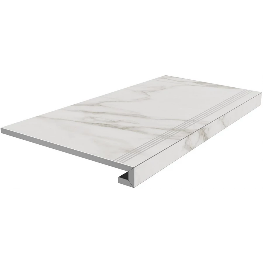 Ступень клееная из керамогранита Kerama Marazzi Монте Тиберио полуглянцевая светло-серая SG850192R/GCF 80х33 см