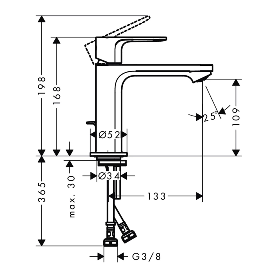 Смеситель для раковины Hansgrohe Rebris E 110 матовый черный 72557670