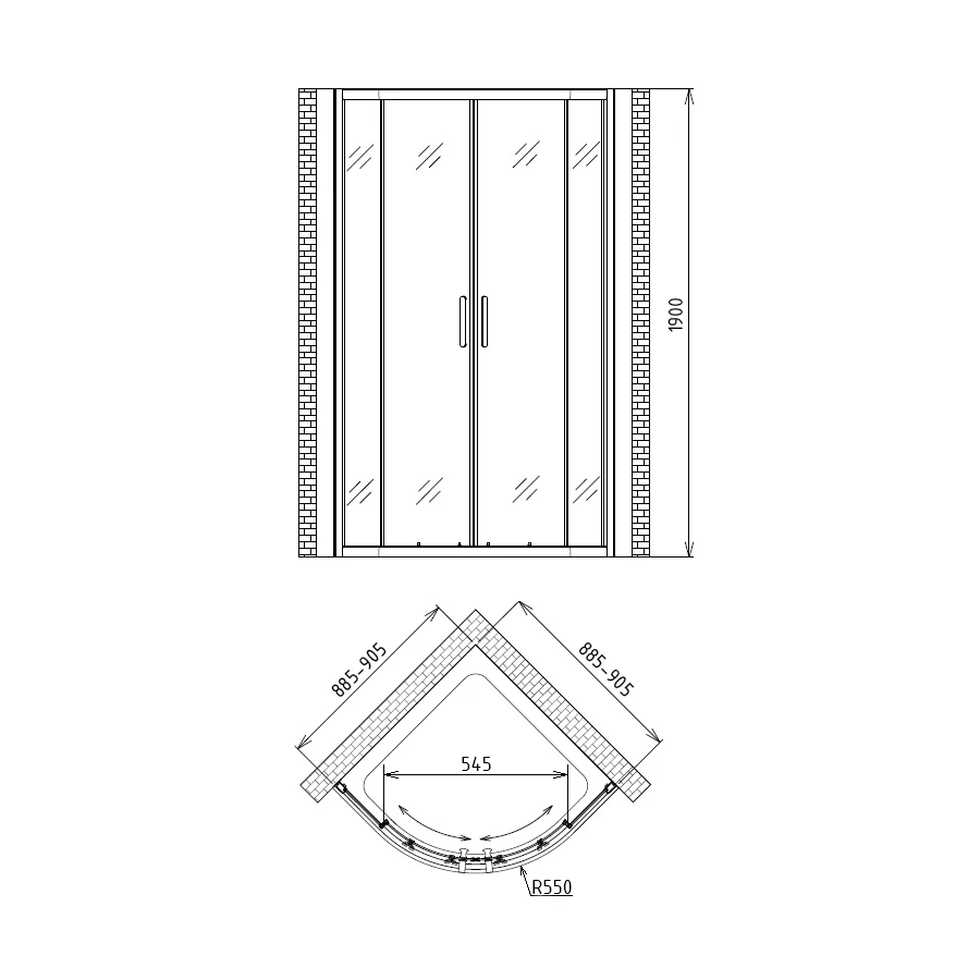 Душевой уголок Gemy Victoria S30072 90х90х190 см