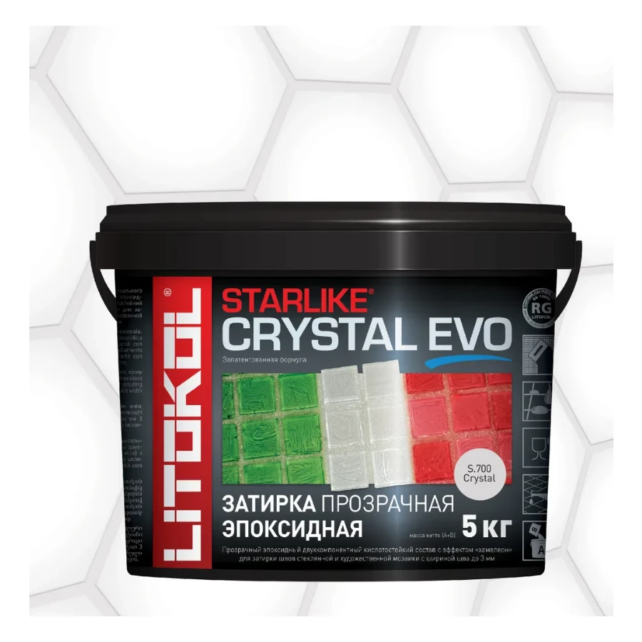Затирка Litokol Starlike Crystal EVO эпоксидная для мозаики S.700 Crystal L0485460004 5 кг