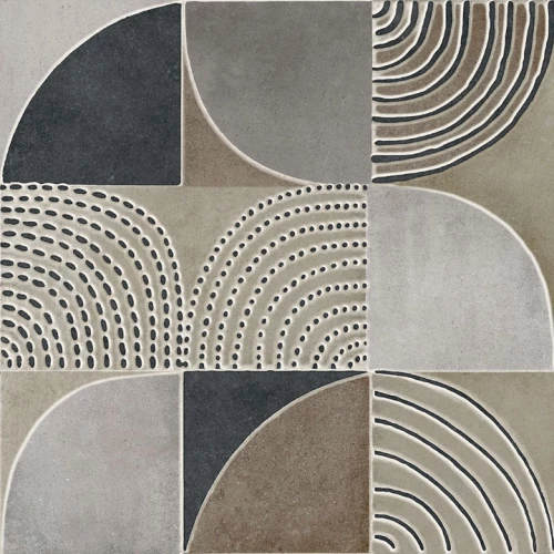 Керамогранит Dado Ceramica Gare du Nord Decor Infinity 6 pz Rett матовый серо-коричневый R04138 60x60 см