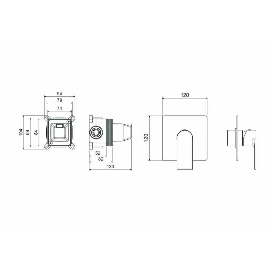 Смеситель Aquatek Лира для душа внешняя и скрытая часть хром AQ1466CR