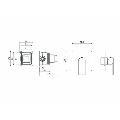Смеситель Aquatek Лира для душа внешняя и скрытая часть хром AQ1466CR
