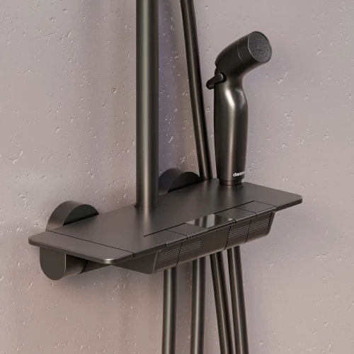 Душевая система Damixa Gala с ванно-душевым термостатическим смесителем-полкой и гигиеническим душем 953770300