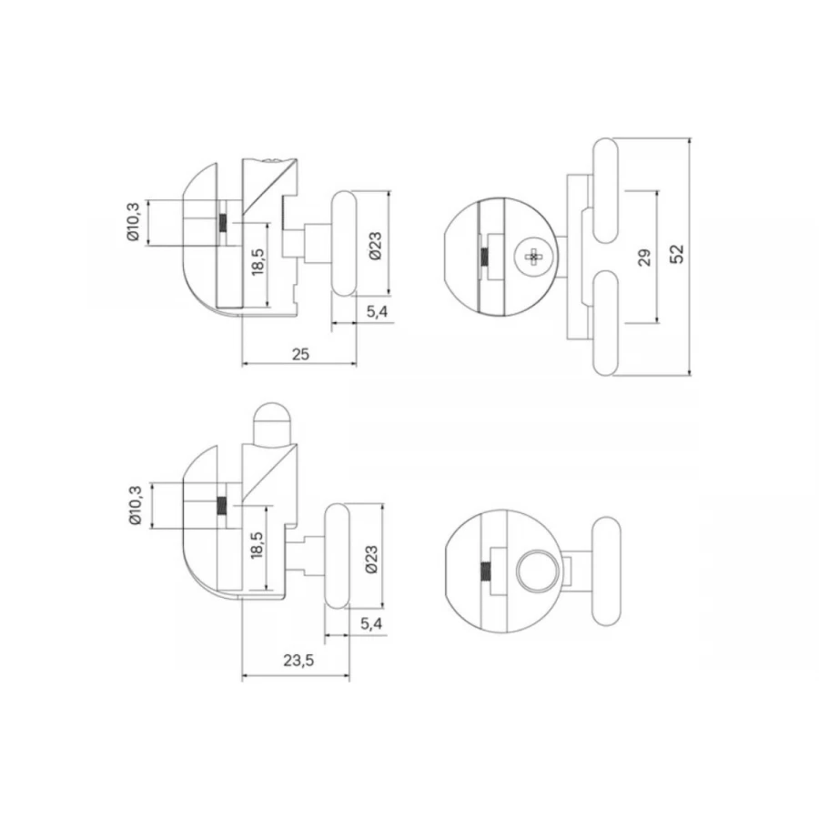 Ролики Iddis 2 верхних двойные 2 нижних одинарные D=23 мм хром стекло 4 мм 966M23C4DZ