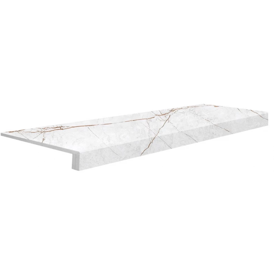 Ступень Евро Проходная из керамогранита Керамика Будущего Гранит Сандра MR матовая белая 045768 120х34,5 см