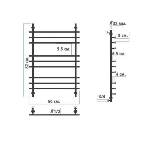 Полотенцесушитель водяной Nika ЛБ-1 ЛБ-1 80/50 50х80 см