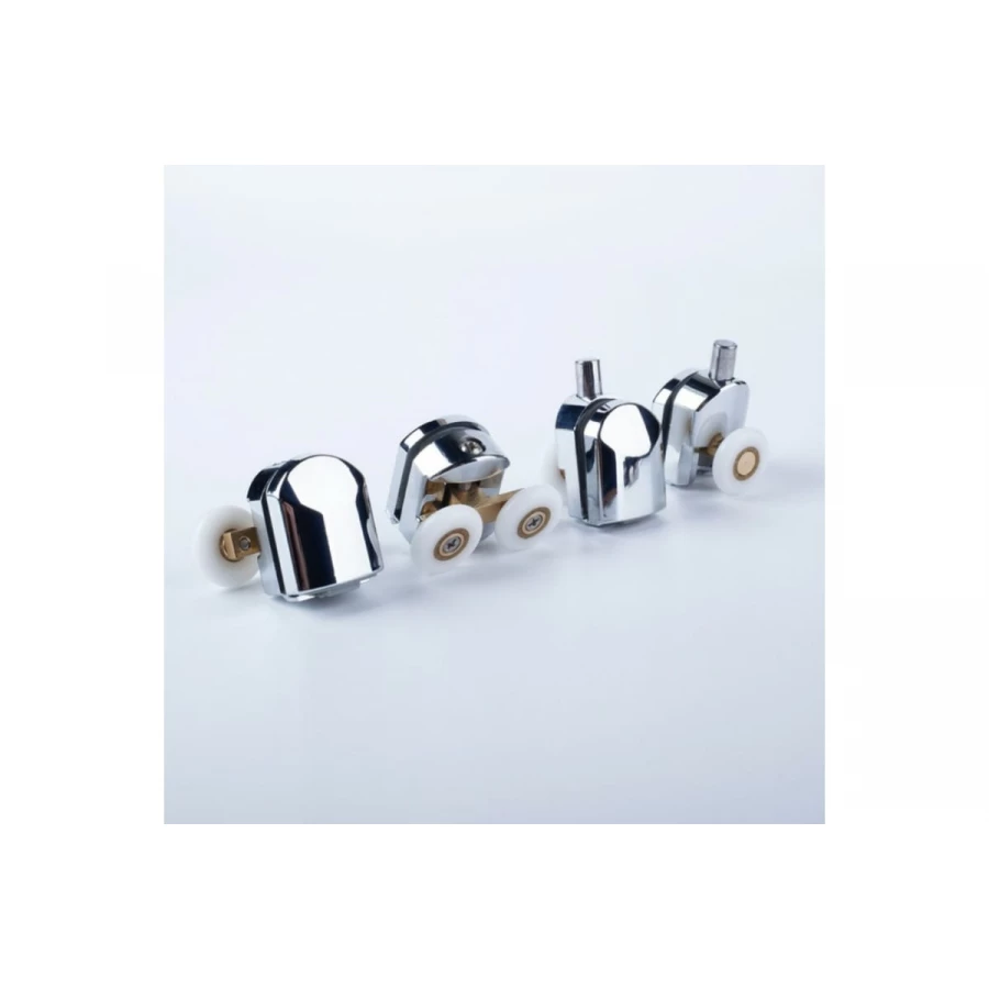 Ролики Iddis 2 верхних двойные 2 нижних одинарные D=23 мм хром стекло 4 мм 966M23C4DZ