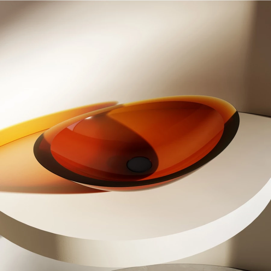 Раковина накладная прозрачная Abber Kristall коричневая AT2808Opal 60,5х38 см