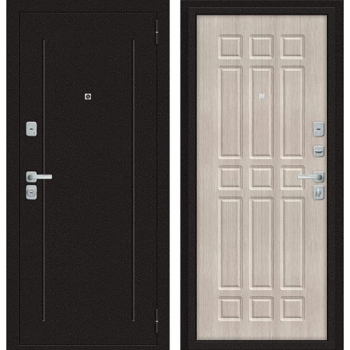 Входная дверь Bravo Любо Мини/BChrome 190x86 Антик Медный/Cappuccino Melinga правое открывание