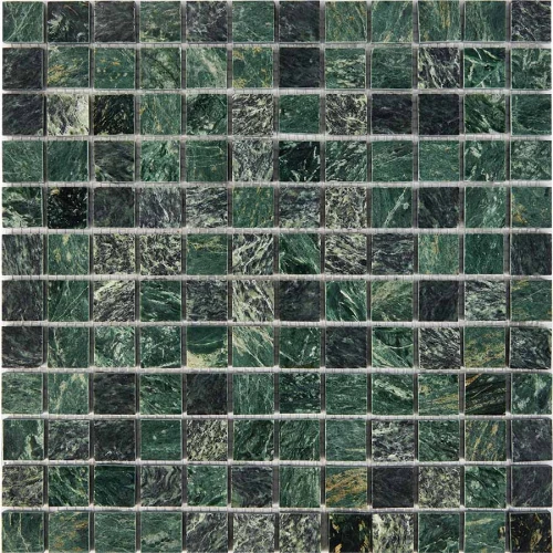 Мозаика Pixel mosaic Мрамор Spider Green чип 23x23 мм сетка Полированная Pix 215 30,5х30,5 см