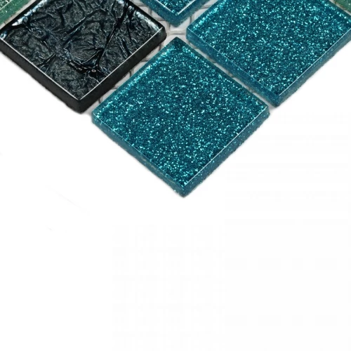 Мозаика Bonaparte Стеклянная мозаика Breeze 25х25 фольгированная глянцевая бирюзовая 30х30 см