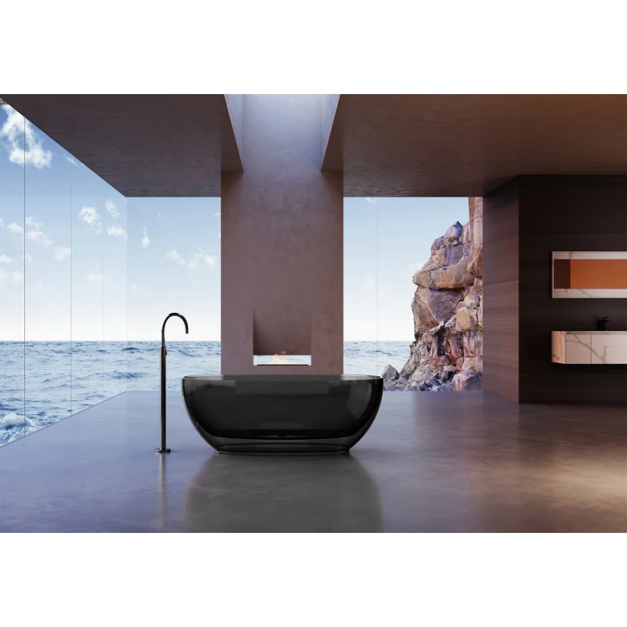 Прозрачная ванна Abber Kristall черная AT9703Onyx 170x75 см
