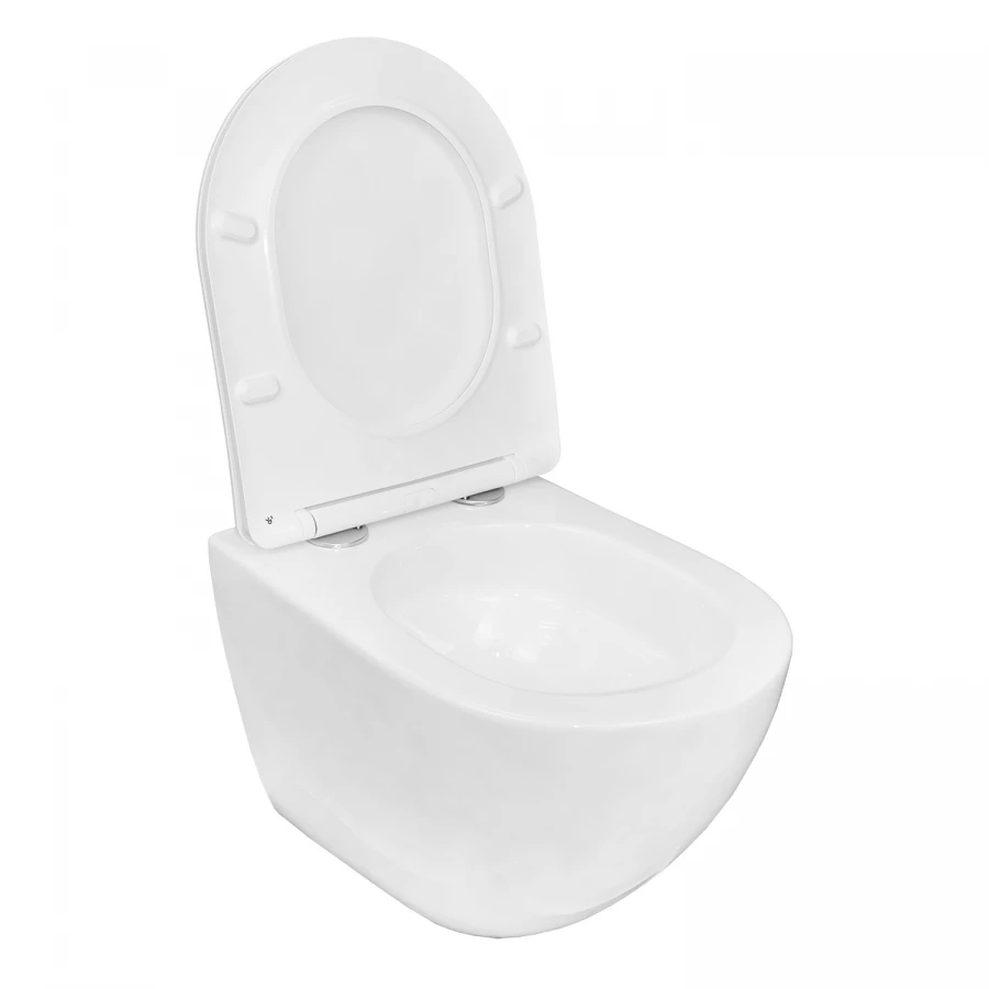 Унитаз подвесной Azario Trevi безободковый слив торнадо в комплекте с сидением микролифт белый AZ-0093UQ3 49.5х36х39 см