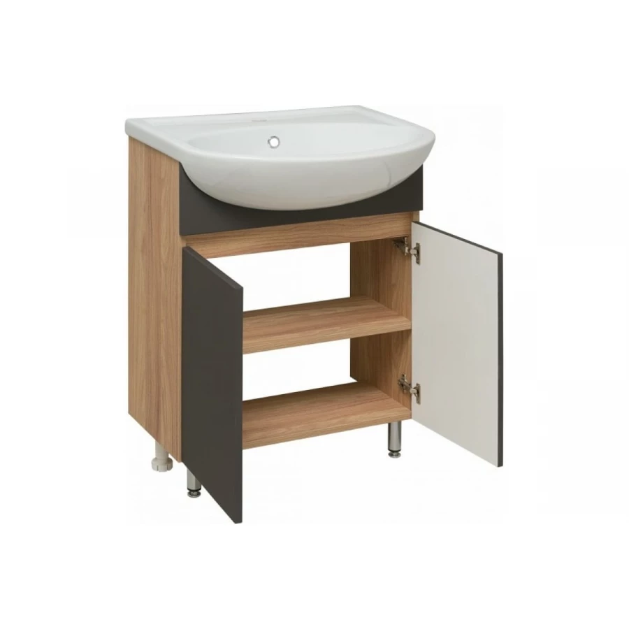 Тумба под раковину Runo Лада 60 графит под умывальник Уют 60 00-00001165