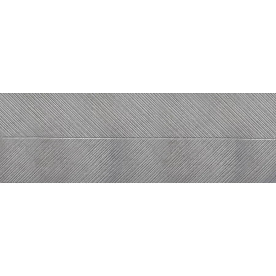 Плитка настенная Eurotile Ceramica Лофт Сильвер / Loft Silver рельеф ёлочка матовая серая 462 100x32,5 см