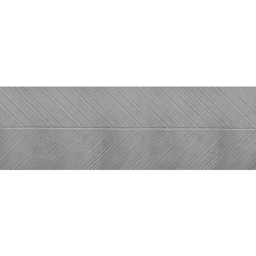 Плитка настенная Eurotile Ceramica Лофт Сильвер / Loft Silver рельеф ёлочка матовая серая 462 100x32,5 см