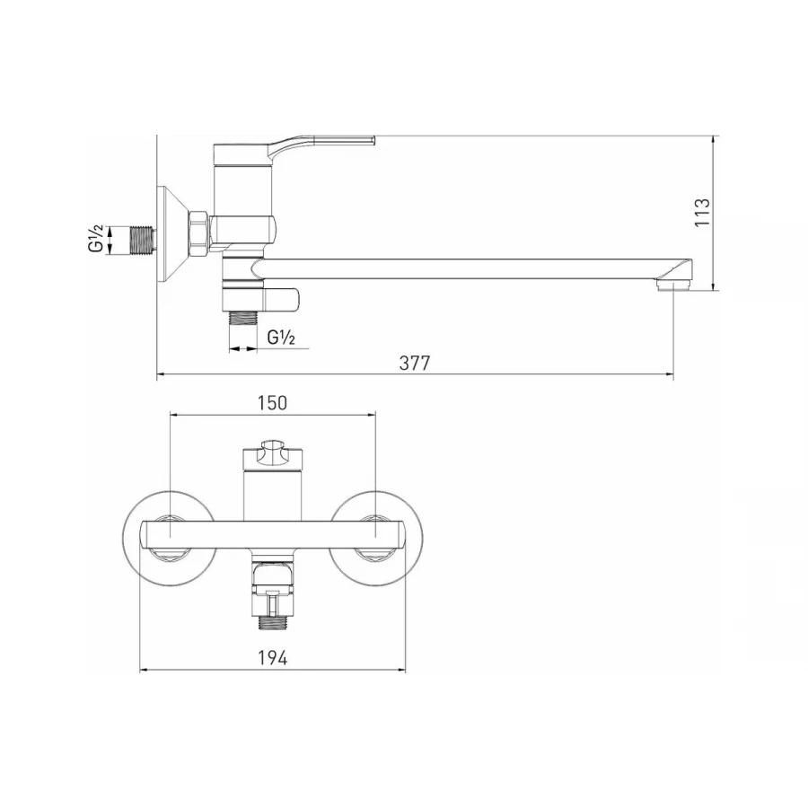 Смеситель для ванны и раковины MixLine ML40-02 Flat хром 553905
