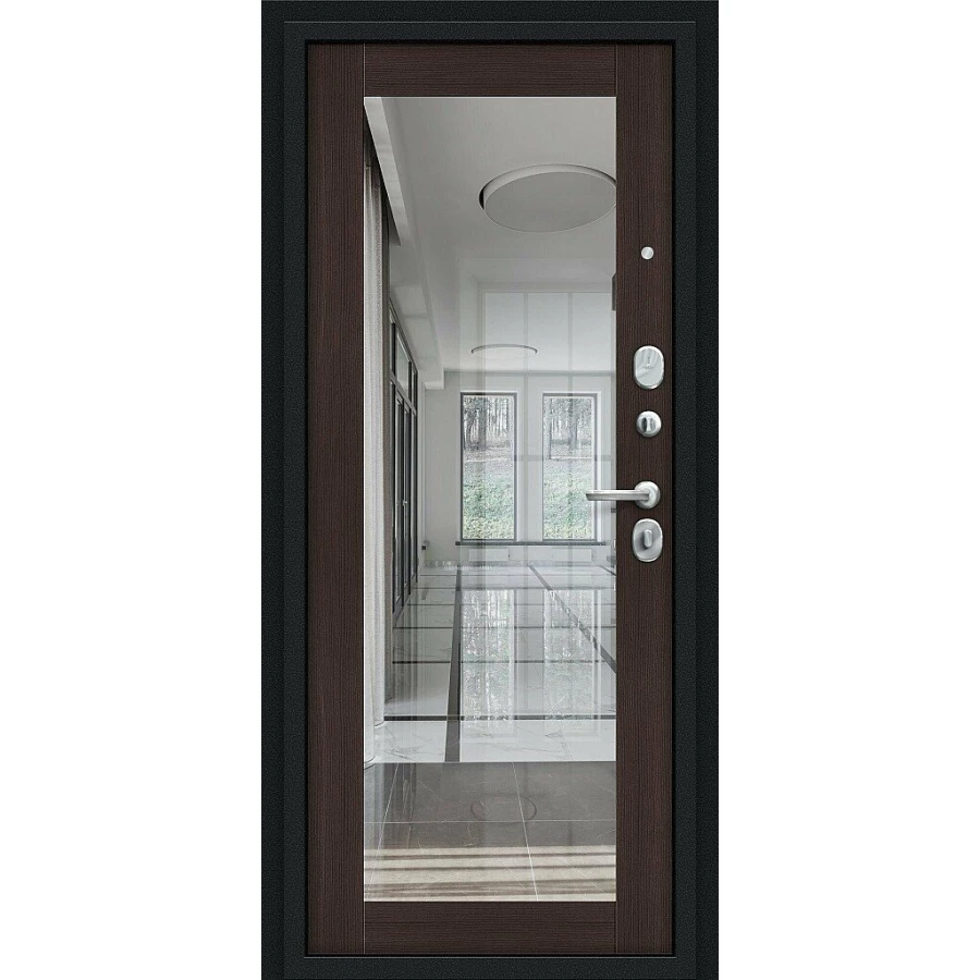 Входная дверь Bravo Флэш 205x96 Букле черное/Wenge Veralinga левое открывание