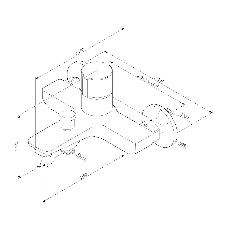Смеситель для ванны и душа Am Pm X-Joy нажимной TouchReel F85A10522