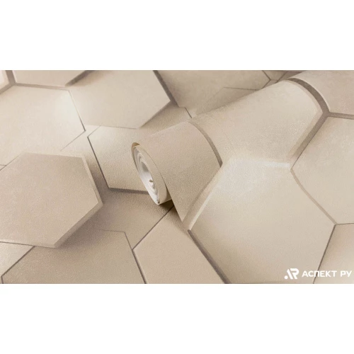 Обои флизелиновые Аспект Гексагон коричневые 70669-22 1,06х10,05 м