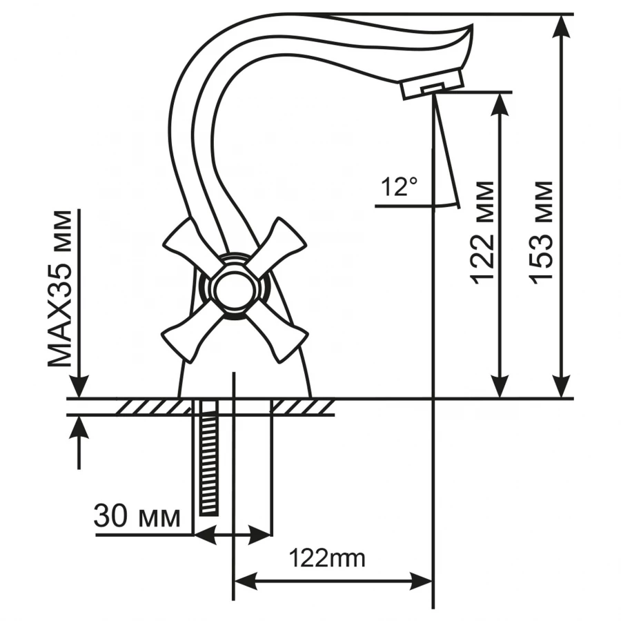 Смеситель для умывальника MixLine ML10-04 529851 хром