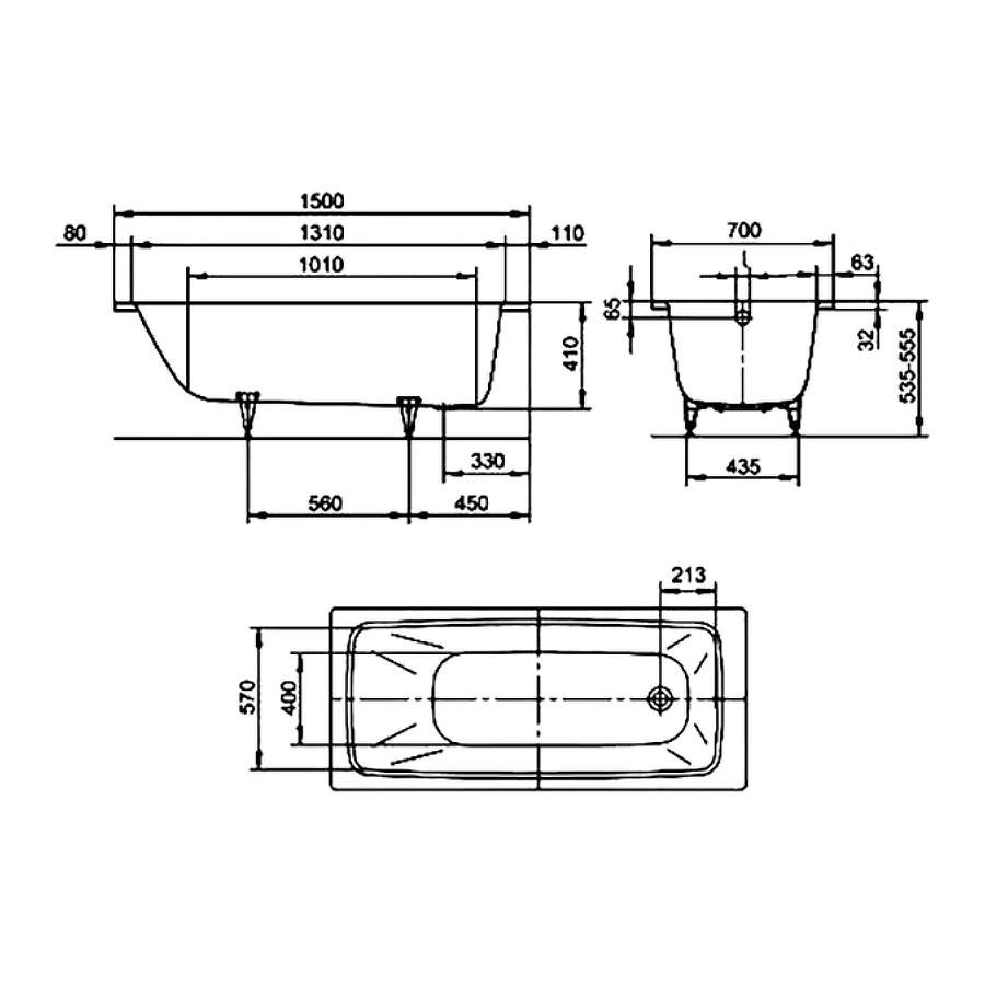 Стальная ванна Kaldewei Cayono easy-clean mod 747 274700013001 150x70 см