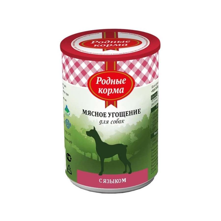 Мясное угощение консервы с языком для собак Родные корма 1118222 340 г