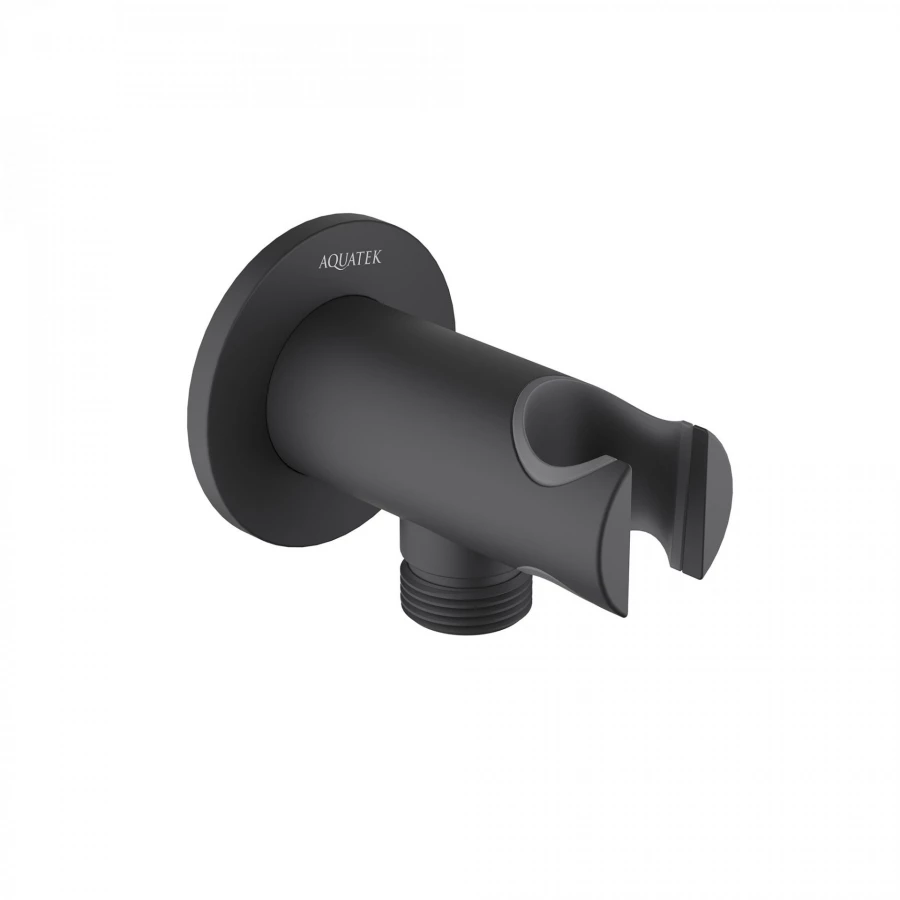 Шланговое подсоединение Aquatek с держателем матовый черный AQ2460MB