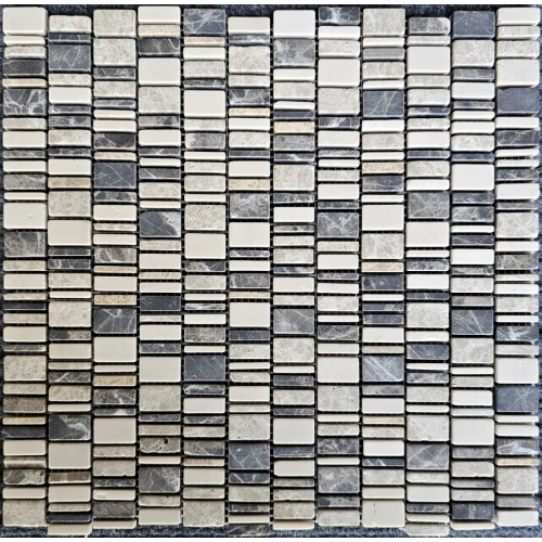 Мозаика Pixel mosaic Мрамор Cream Nova Dark Emperador Light Emperador чип произвольный сетка Матовая PIX 319 310х307х6 мм