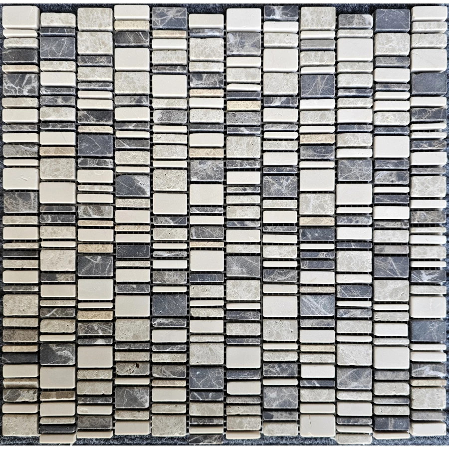 Мозаика Pixel mosaic Мрамор Cream Nova Dark Emperador Light Emperador чип произвольный сетка Матовая PIX 319 310х307х6 мм