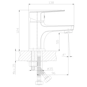 Смеситель для раковины Rossinka S S35-15 хром