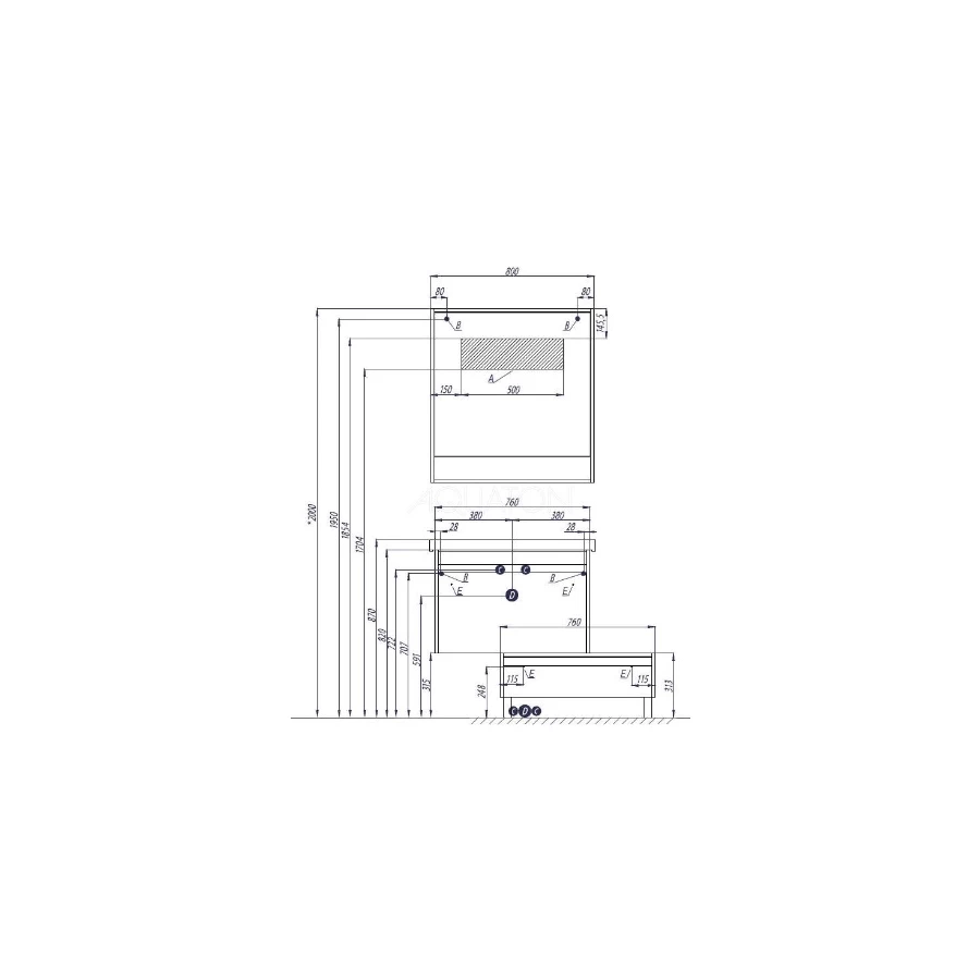 Тумба под раковину Aquaton Капри 80 белый глянец 1A230201KP010