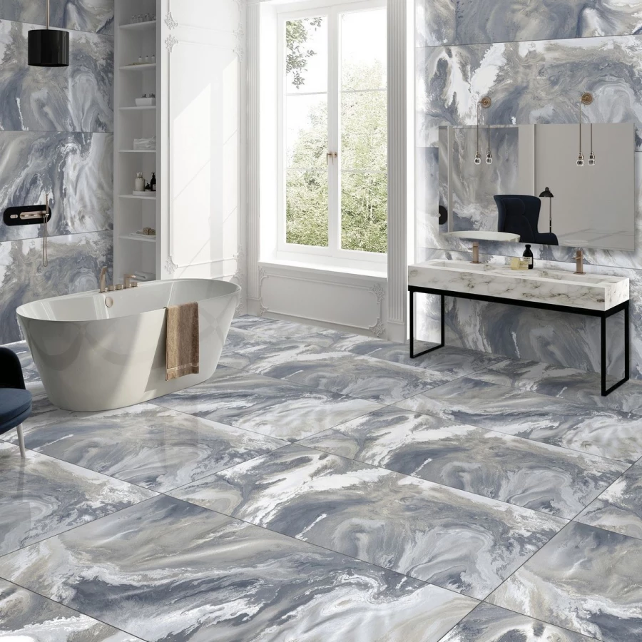 Керамогранит Neodom Sale Arabesque Grigio Polished глянцевый голубой N20667 120х60 см