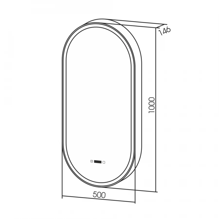 Зеркало Abber Kontur с подсветкой сенсорный выключатель диммер часы подогрев черный AG6339SWHB